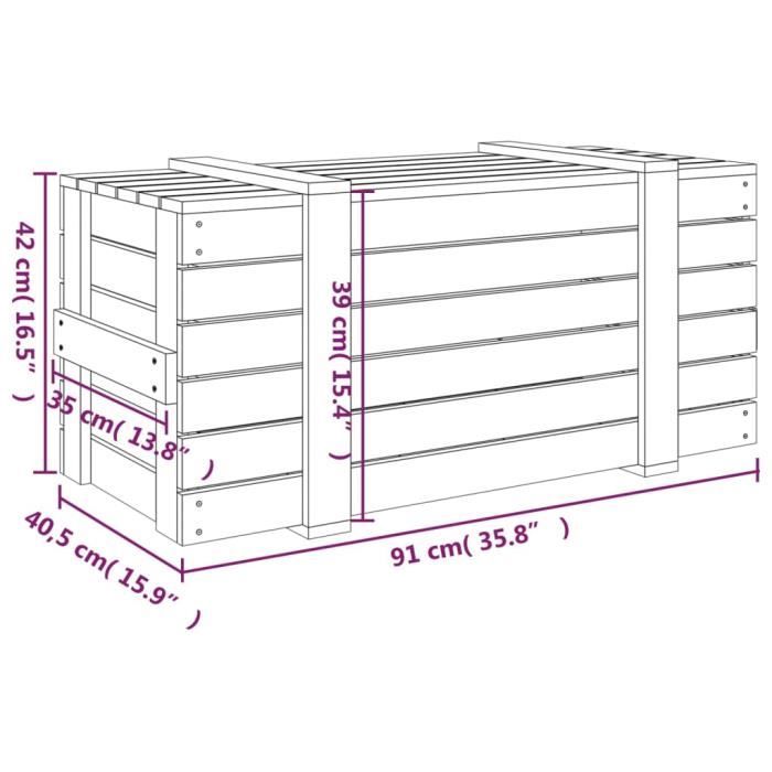 VidaXL Storage Box 91x40.5x42 Cm Solid Pine Wood 824998