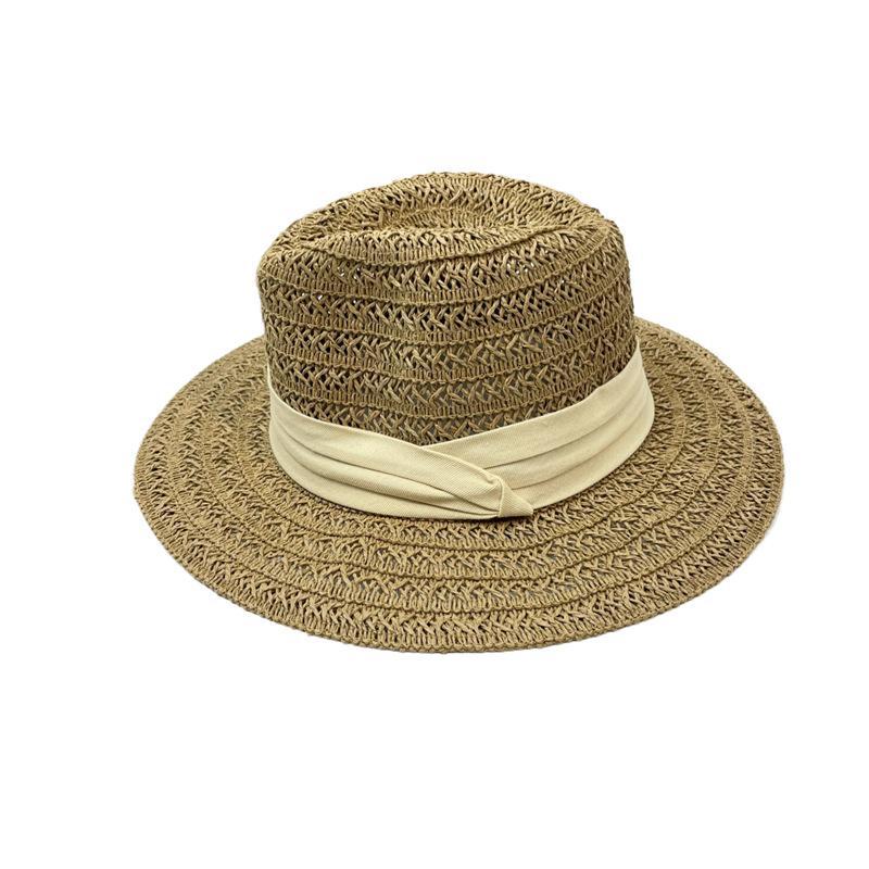 Straw Hat Women's Summer Seaside Beach Vacation Sun Hat New Simple Top Hat Straw Sun Hat Men