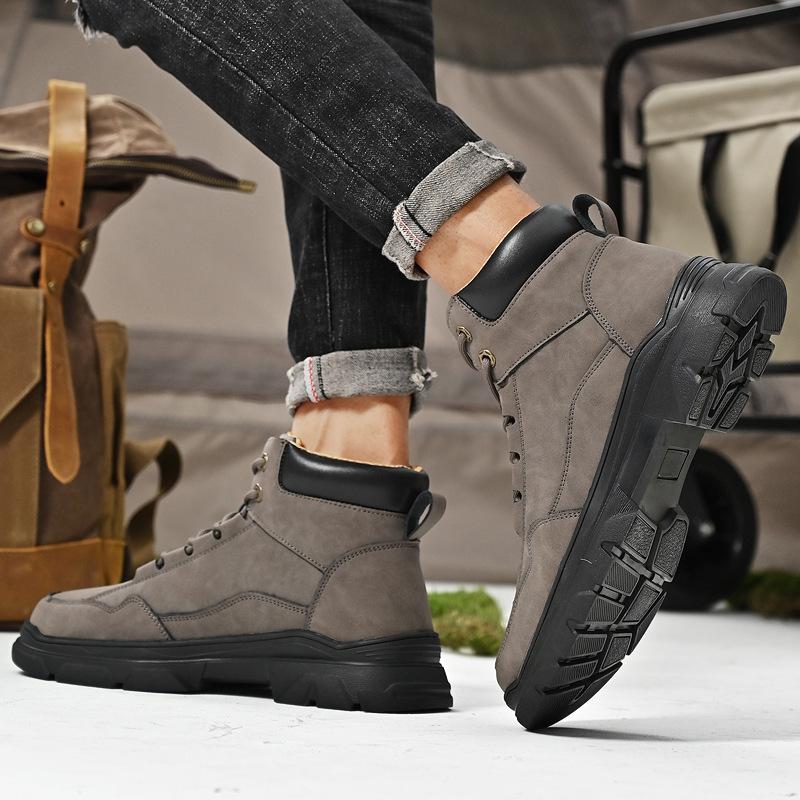 Martin Boots Men's Autumn New High-top Casual Tooling Boots Soft Leather Medium-top Locomotive Sports British Leather Trendy Men's Shoes