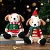 Plush Dog with Sweater Christmas Stuffed Animal Toy, Soft Puppy Doll Santa Hat for Gift Scarf Table, Fireplace, Holiday Party Decor, Lovers