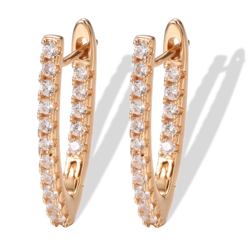 

Korea and Japan simple 585 rose gold earrings, a cold style fashion zircon party women s earrings