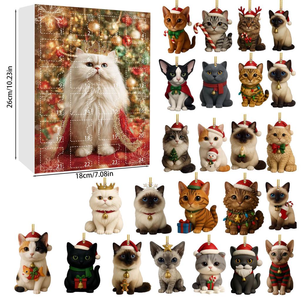Christmas Cat Acrylic Advent Calendar With 24 Decor Slots For Holiday Celebrations