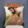 Super Sexy Hot Masculine Male Muscle Hairy Bear Man Cartoon Gay Art Soft Velvet Sofa Pillow Case Cozy Boyfriend Cushion Cover