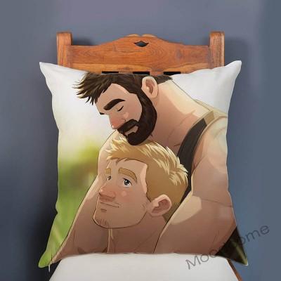 Super Sexy Hot Masculine Male Muscle Hairy Bear Man Cartoon Gay Art Soft Velvet Sofa Pillow Case Cozy Boyfriend Cushion Cover