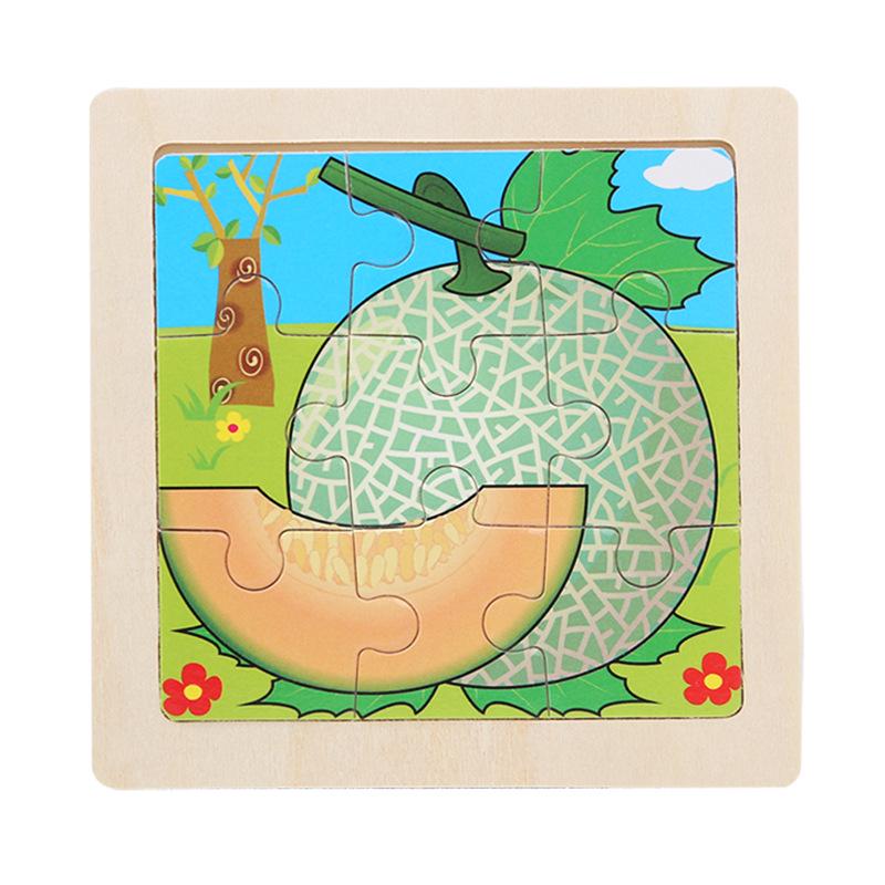 9-Piece Wooden Cartoon Animal Transport Jigsaw Toy for Early Education