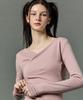 Sitipabjeu [Cp] Drape V-Neck Off-Shoulder Long Sleeve Tee [Pink] Inner Ver.