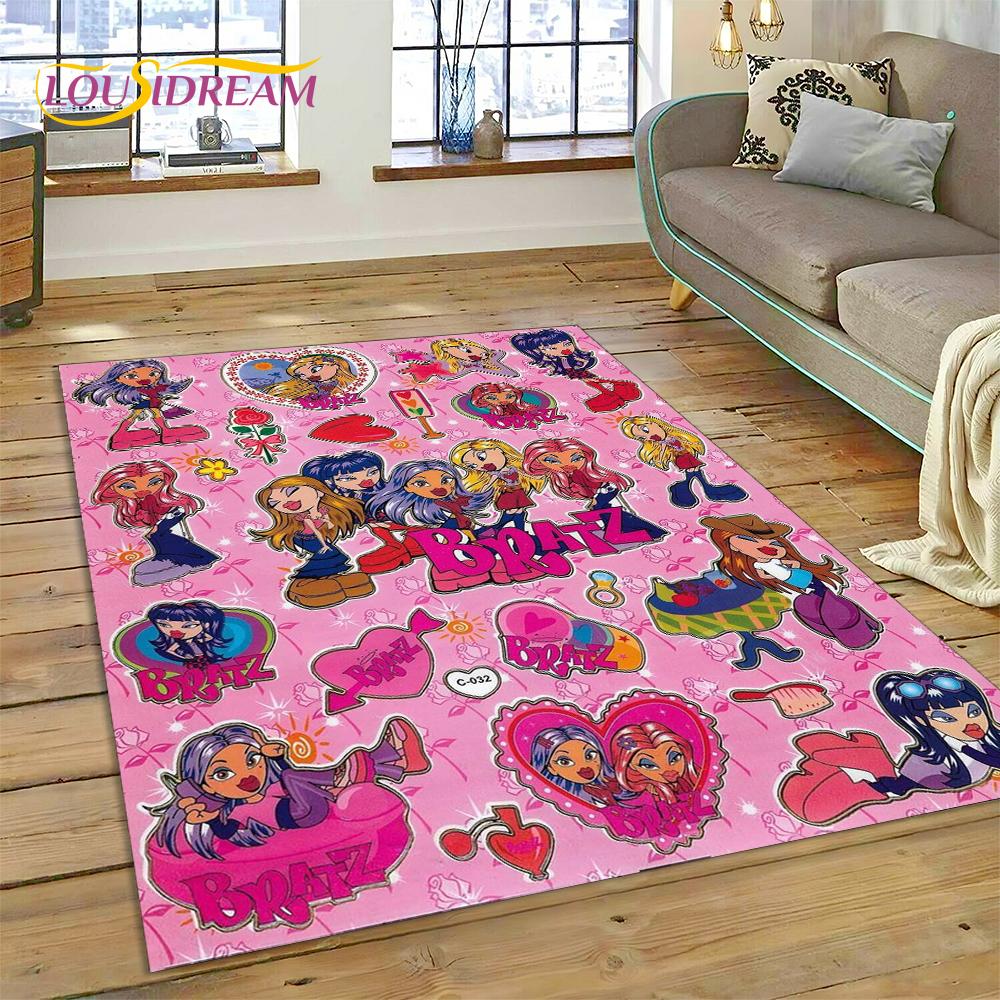 3D Cartoon Bratz Girlz Rock Game HD Carpet Rug for Home Living Room Bedroom Sofa Doormat Decor,kids Area Rug Non-slip Floor Mat
