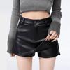 Women's Pu Leather Skirt Y2k High Waist Slit A-line Shorts Mini Skirt Slim Fit Female Clothing Autumn Winter
