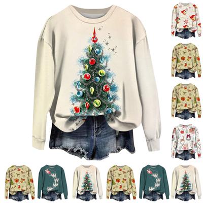 Mulheres Outono Inverno Tops Feminino Manga Longa Moletom Casual Crewneck Solto Fit Pollover Fleece Tops