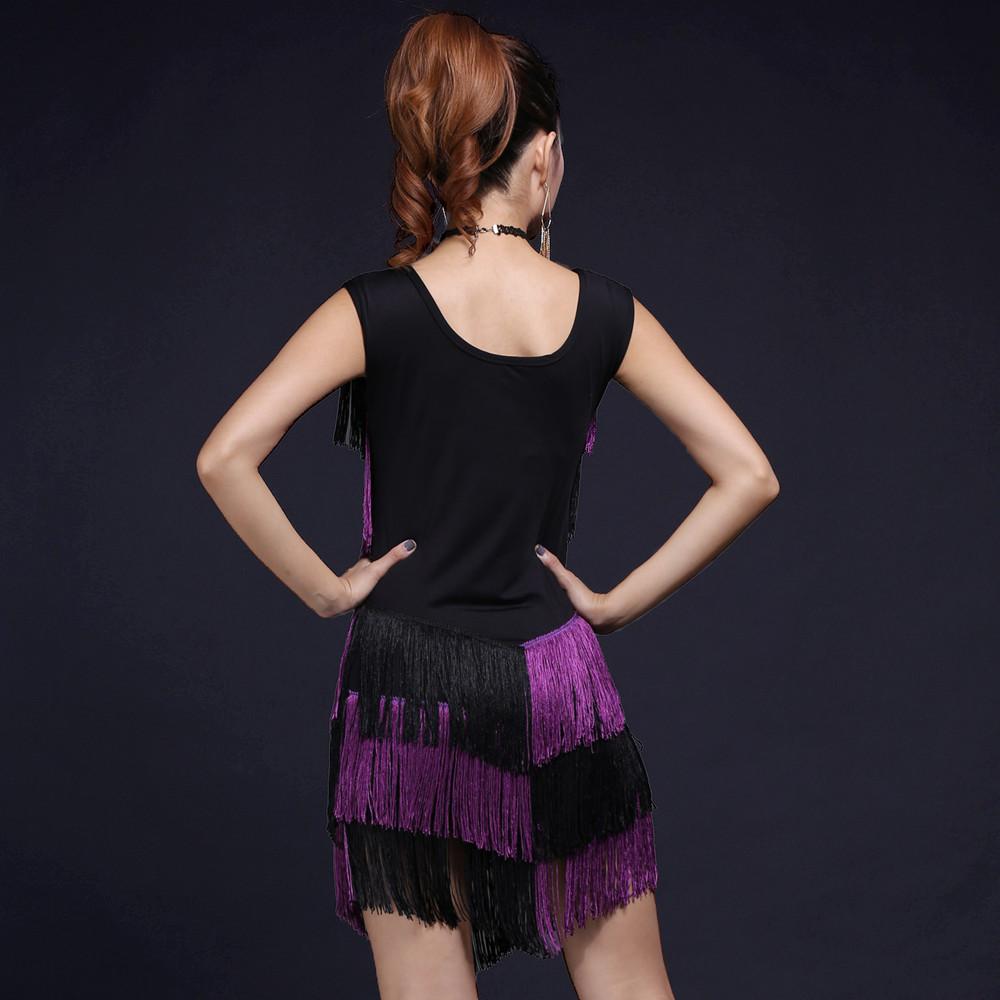 Latin Dance Dress Tassel Fringe Sexy Dress Dancing Costumes for Women Evening Party Elastic Short Dress Performance Clothing