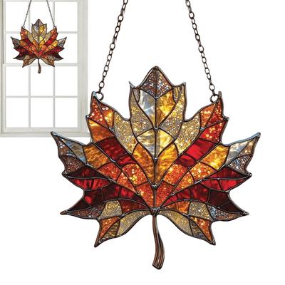 2D Flat Acrylic Window Sun Catchers Fall Maple Leaves Light Catcher Ornament Thanksgiving Decoration Decorative Wall Art Pendant
