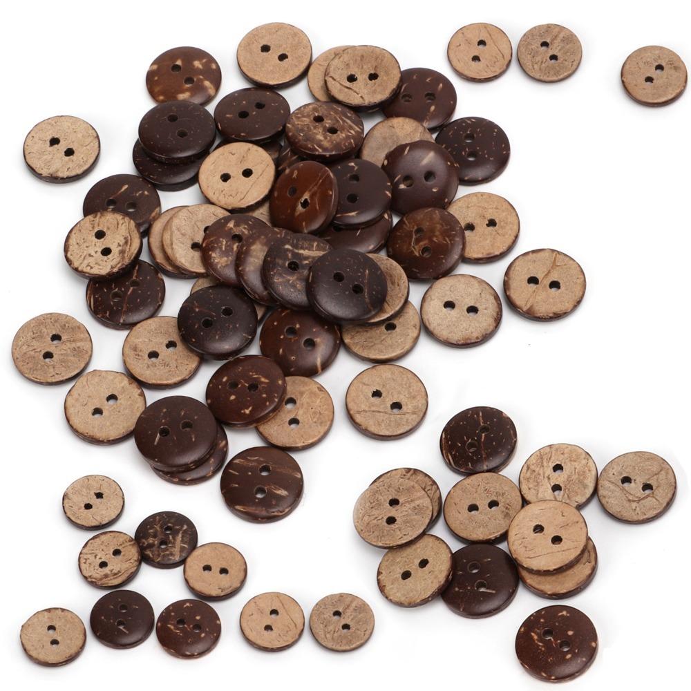 

200pcs Wooden Sewing 2 Holes Coconut Shell Buttons Exquisite Coconut Wooden Buttons Brown Craft Buttons Clothing Decorations