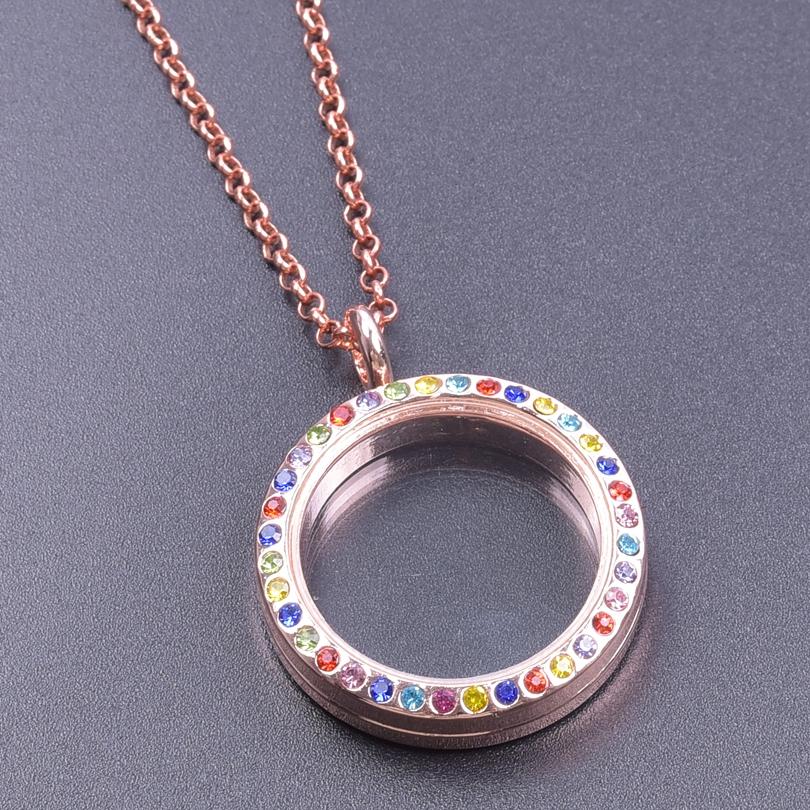 25/30/35/40 mm Locket Pendant Necklace For Women Men Accessories Rhinestone Cage Floating Locket Charms Necklaces Chain On Neck