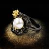 New Jewelry Original Design of Baroque Pearl Ring, Noble Craftsmanship  Two Colors of Flowers