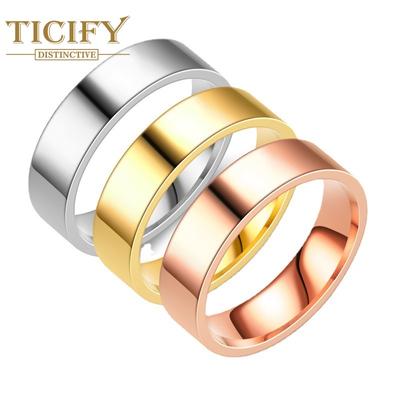 Eenvoudige 6 mm effen titanium stalen ring vrouwelijke Europese en Amerikaanse mode herenring