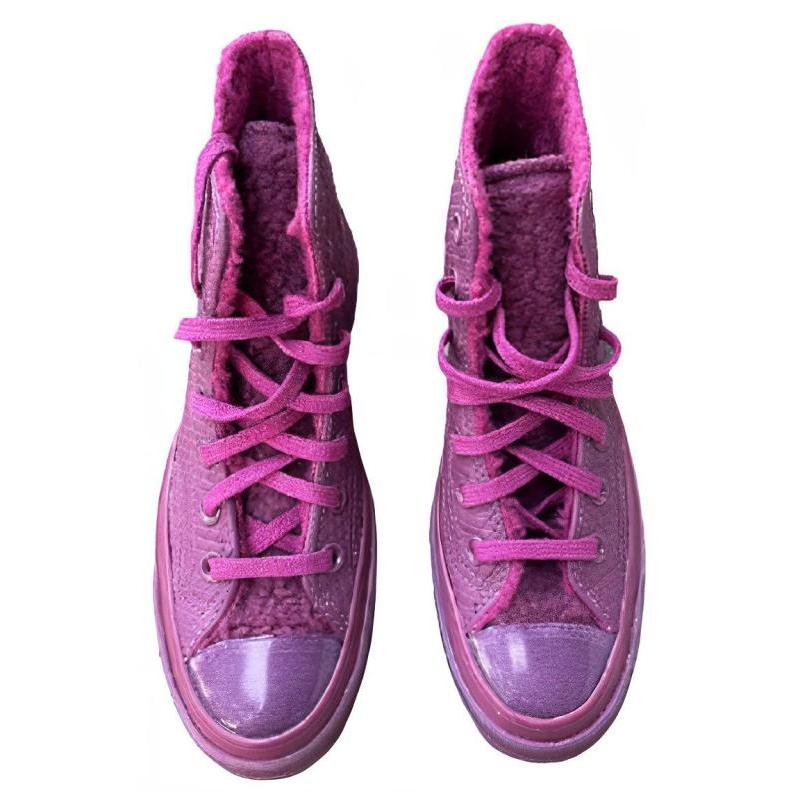 Converse 1970s Cowhide Fleece Warm Snow Shoes High Top Espadrilles Women's Purple