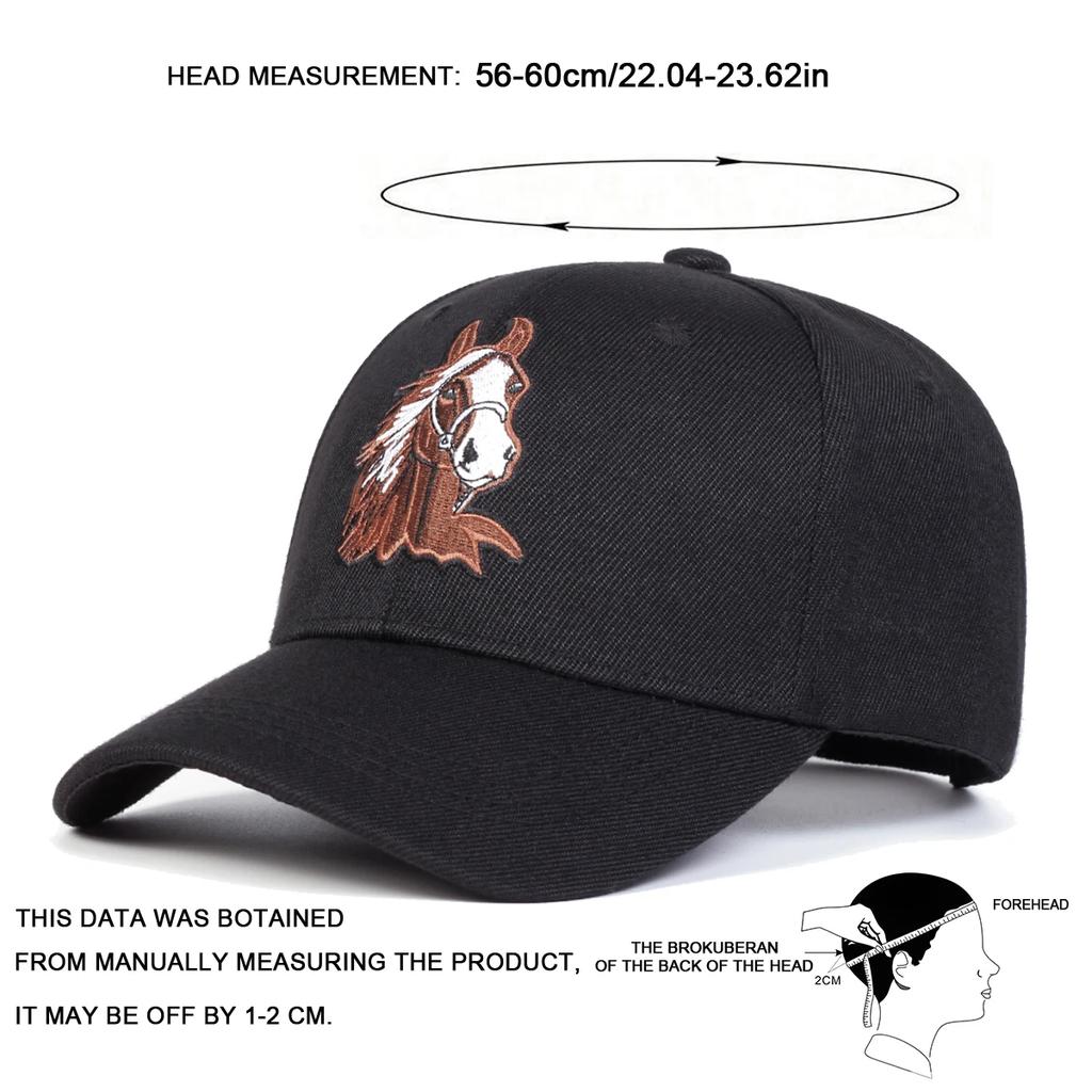 Unisex Horse Embroidery Baseball Caps Spring Autumn Outdoor Adjustable Casual Hats Sunscreen Hat
