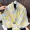 New Fresh Flower Long Scarf Women's Summer Travel Sunscreen Outer Silk Scarf Multi-functional Shawl