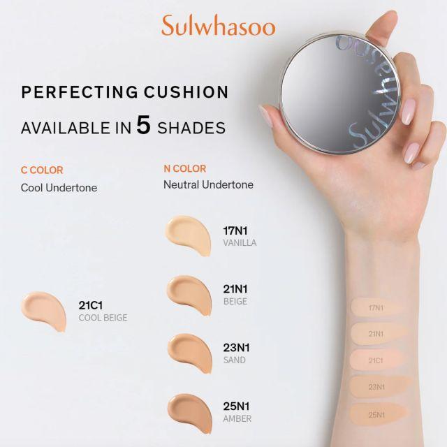 Perfecting Cushion Airy 21N1 Beige SPF50+/PA+++ 15g+15g Refill Korean Luxe Brand Store