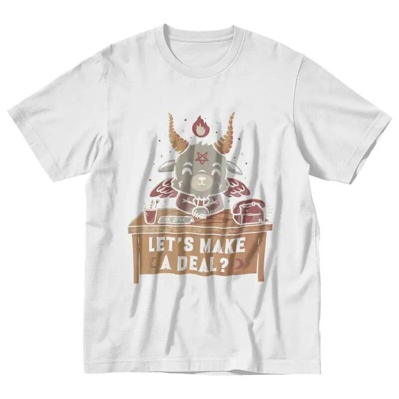 Kawaii Satan Demon Graphic Tshirts Funny Goat TeeHail Baphomet Horror Funny Evil T Shirt Unisex Women Summer XS-4XL Tee Shirts