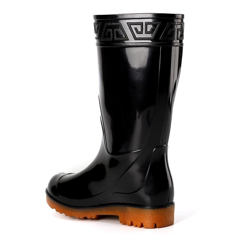 Aote rain tube rain shoes men's black work waterproof shoes middle help labor insurance three-proof rain boots