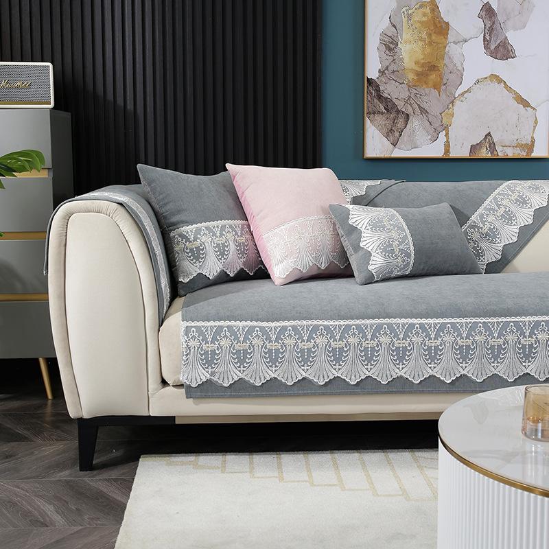 Chenille Sofa Cushion Four Seasons Universal Non-Slip Modern Fabric French Sofa Towel Slipcover Pillow