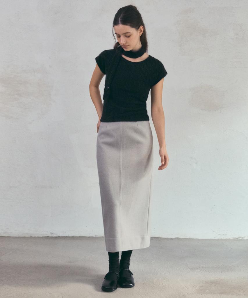 Aueonoseuteljia Tweed Pencil Long Skirt_Light Gray(O25-Sk15)