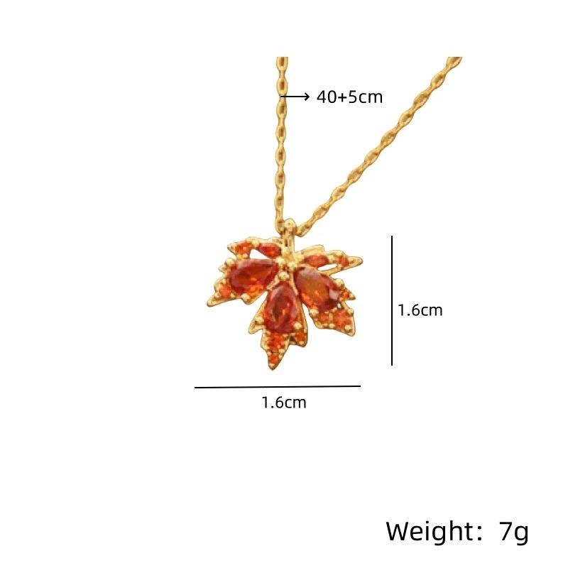 1 Pcs Luxury Cool Breeze Maple Snowflake Gold Plated Copper Pendant With Stainless Steel Chain Combination Necklace