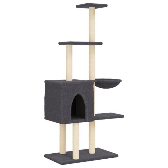 VidaXL Cat Tree with Sisal Scratching Posts Dark Grey 145 Cm 172096