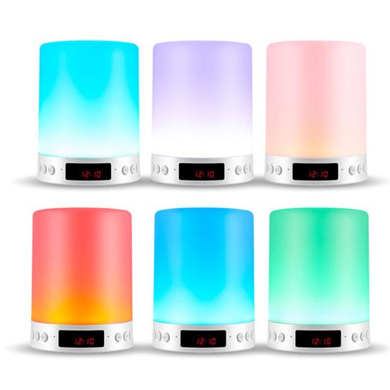LED Light Wireless Bluetooth-compatible Speaker FM Radio Clock Mic Stereo Music Player