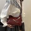 Yogodlns Women's Faux Leather French Casual Vintage Pure Color Simple Shoulder Crossbody Underarm Bag