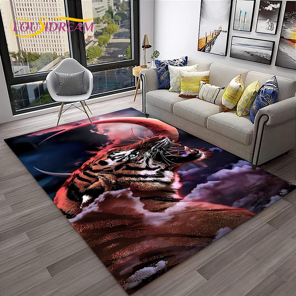 3D Cartoon Droom Tijger Dier Beest Tapijt Vloerkleed voor Huis Woonkamer Slaapkamer Bank Deurmat Decoratie, Kinder Vloerkleed Antislip Vloermat