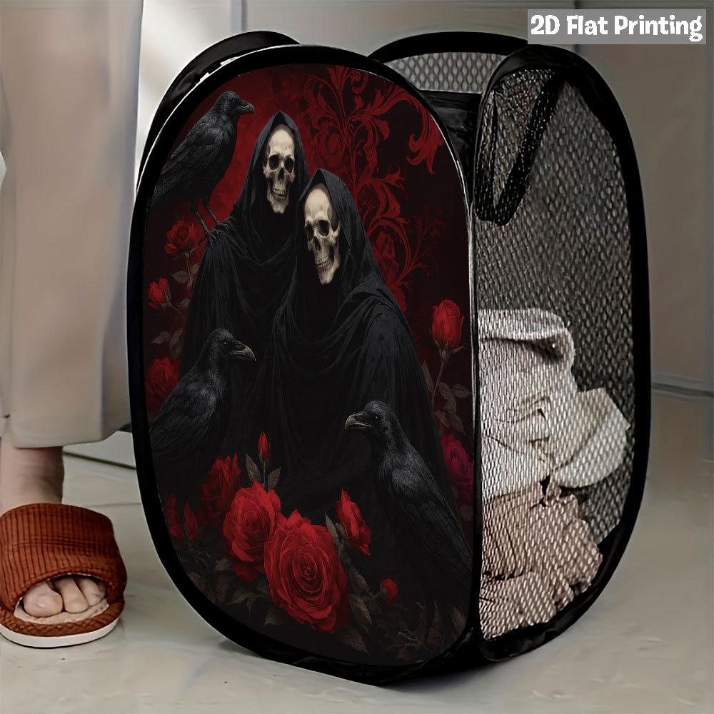 1Pcs Halloween Series 4 Pop-Up Laundry Hamper Expandable Mesh Hamper Basket for Room Bedroom Bathroom Organization Contemporary Storage