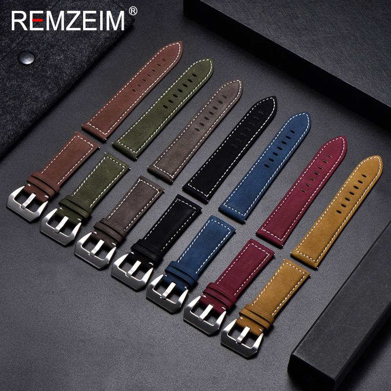 18mm 20mm 22mm 24mm Matte Leather Watchband Men Women Strap Luxury Brand Red Blue Green Watch Band Accessories