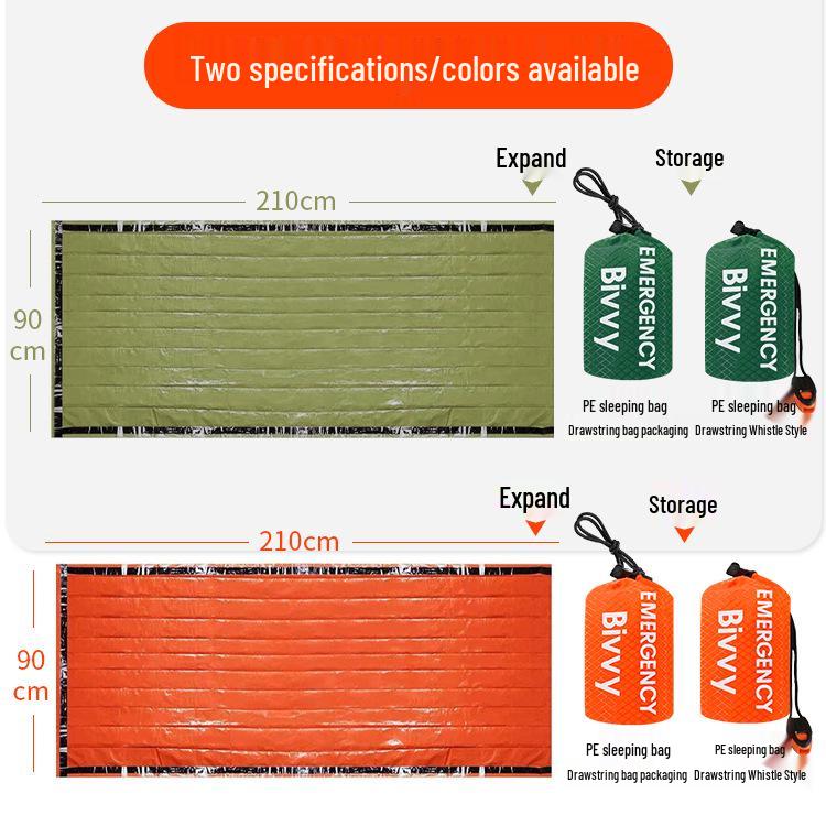 Portable Outdoor Survival Sleeping Bag and First Aid Blanket for Camping and Hiking