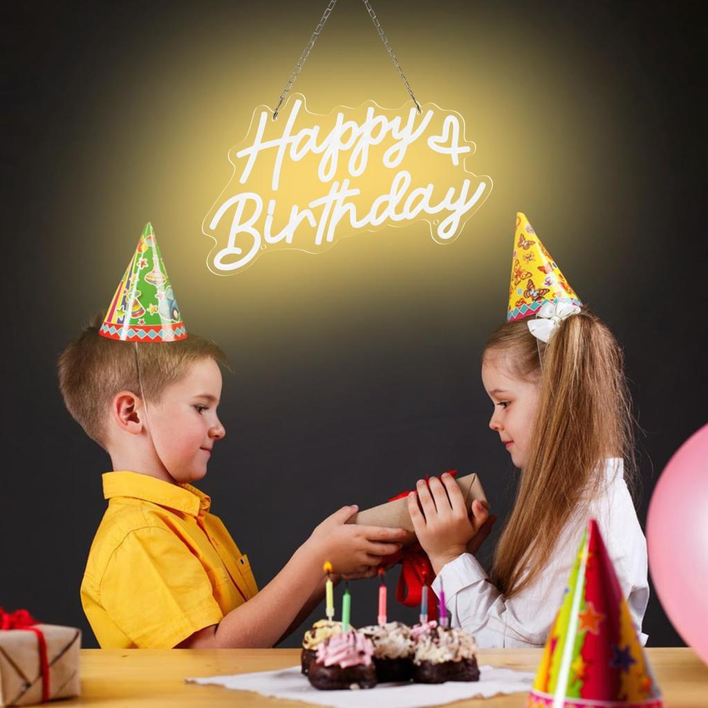 Happy Birthday Neon Sign for Party and Wall Decor with USB and Dimmer Switch,Happy Birthday Sign for Backdrop