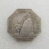 French Antique Octagonal Coin Medal, Silver-Plated Brass #T2007