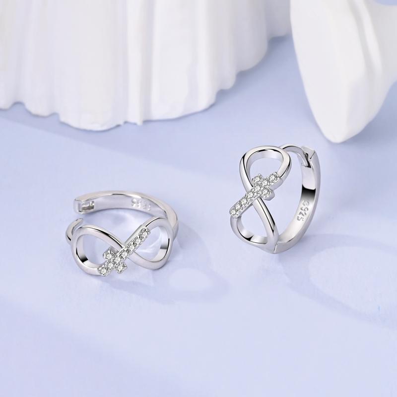 New Original 925 Silver Hoop Earrings Purple Zircon Flowers Butterflies Studs Earring For Women Wedding Engagement Gift