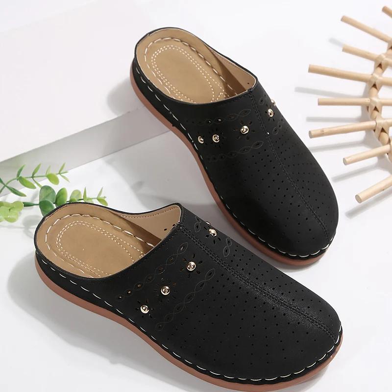 Fashion Women Shoes New Wedge Heel Mules Female Slippers Women Summer Hollow Out Slides Shoes Woman Large Size Thick Sole Outdoor Sandal