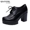 8cm Small Size 32-43 British Style Deep Mouth Thick Platform Shoes Women Oxfords Fall 2025 Block High Heels Shoes Office Dress