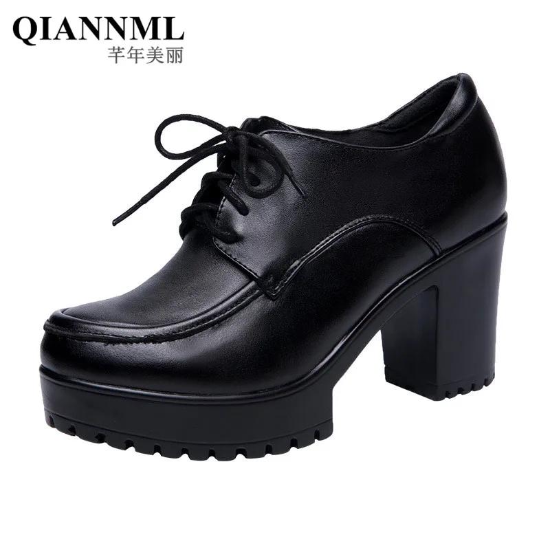 8cm Small Size 32-43 British Style Deep Mouth Thick Platform Shoes Women Oxfords Fall 2025 Block High Heels Shoes Office Dress