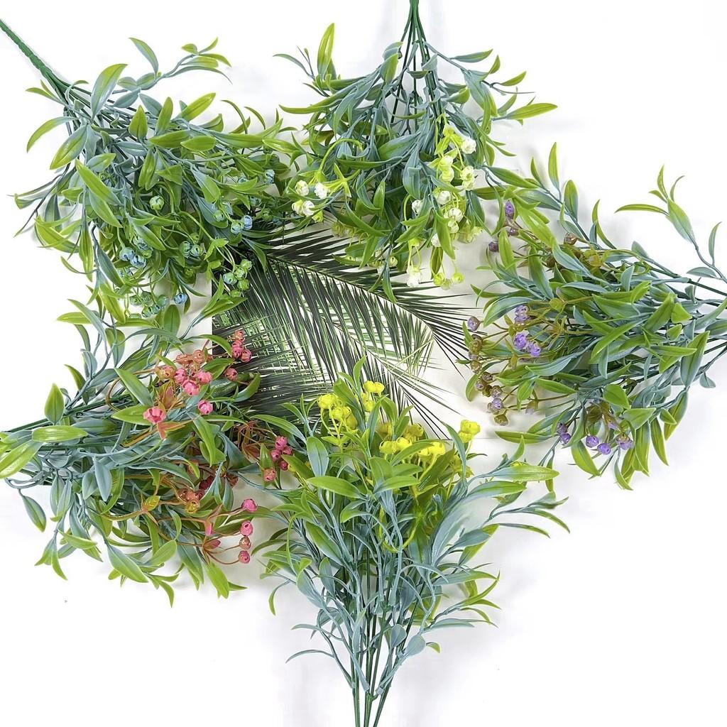Artificial Simulation Flower 7-forked Bamboo Leaf Starry Sky Home Wedding Outdoor Decoration Green Plants Artificial Flowers Artificial Flower