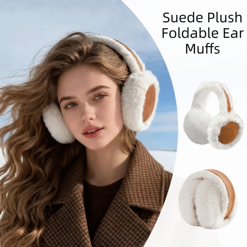 Solid Color Suede Earmuffs Ear Cap Ear Muffs Comfortable Foldable Ear Cover Riding