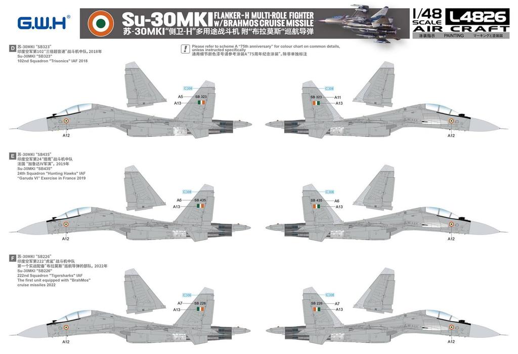 Great Wall Hobby Maßstab Indische Luftwaffe Plastikmodellbausatz L4826 1/48 Su-30MKI (Flugzeug)