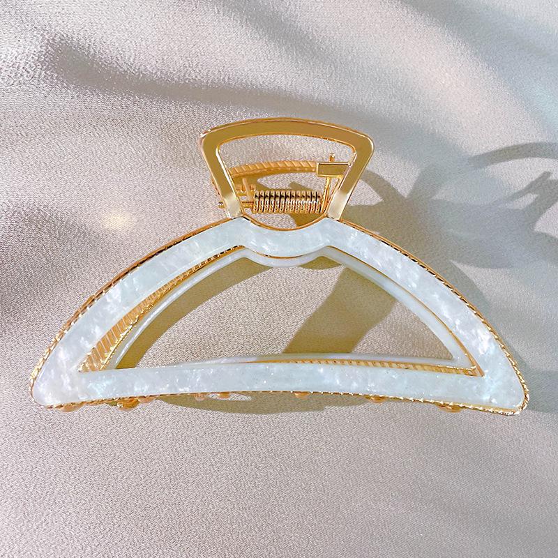 

Европейский и корейский стиль Большая ацетатная полукруглая заколка для волос - Элегантный сплав, полая заколка для волос