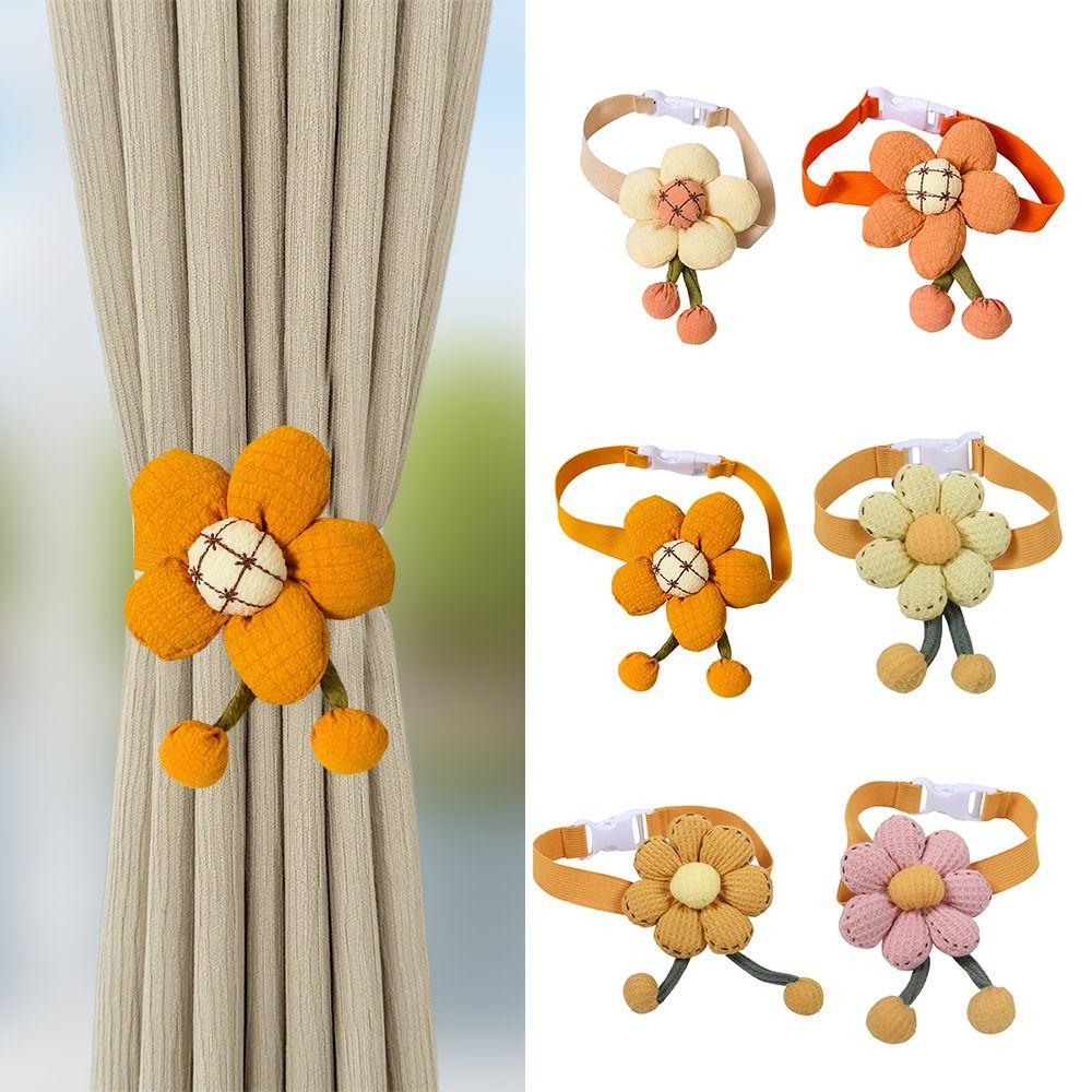 Elastic Band Curtain Buckle Cartoon Curtain Rope Flower Shape Curtain Tieback  Kids Room Home Decor