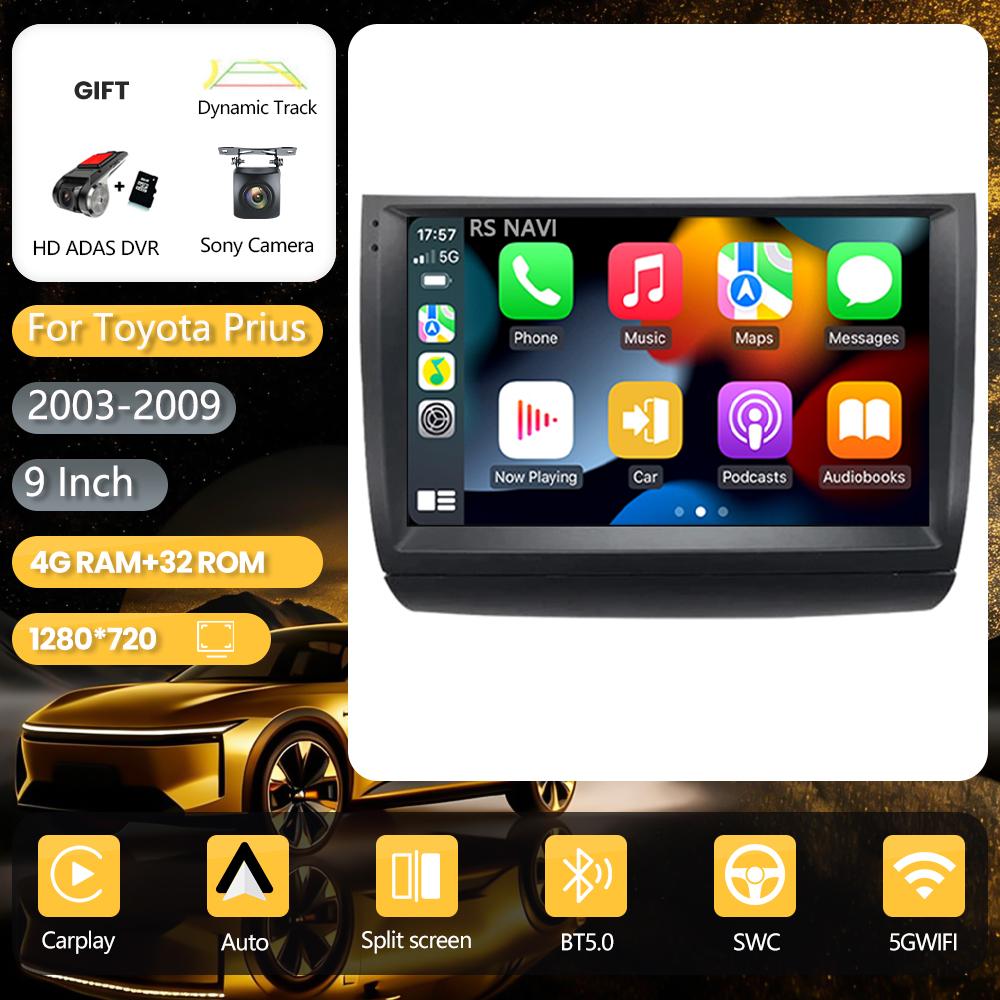 Android 16 for Toyota Prius 20 2002 - 2009 wifi+4G Carplay Car Radio GPS Navigation Multimedia Player Steering Wheel Control
