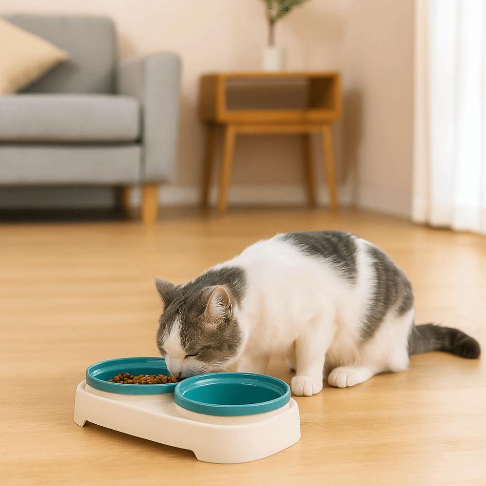 Slanted Pet Feeding Bowl Wall-mountable Anti-Flip Pet Slow Feeder Bowl Detachable Cat Food Bowl for Cats Dogs Birds