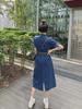 Real Shot Plus Size Denim Short-Sleeve Dress for Women - Summer Collection, Slimming Waist Design