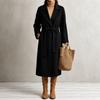 Lange dameswollen jas met gekerfde revers voor herfst en winter, zakelijke casual kleding